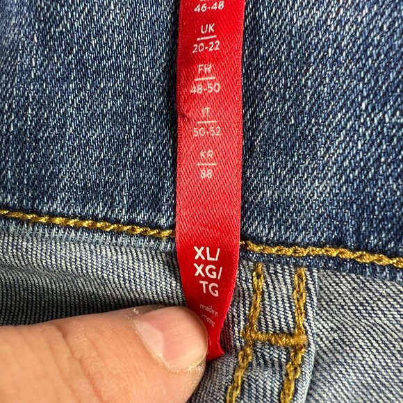 Spanx Jeans Women 34x28* High Rise Front Seam Wide Leg Blue Stretch Denim Tag XL - Picture 7 of 16